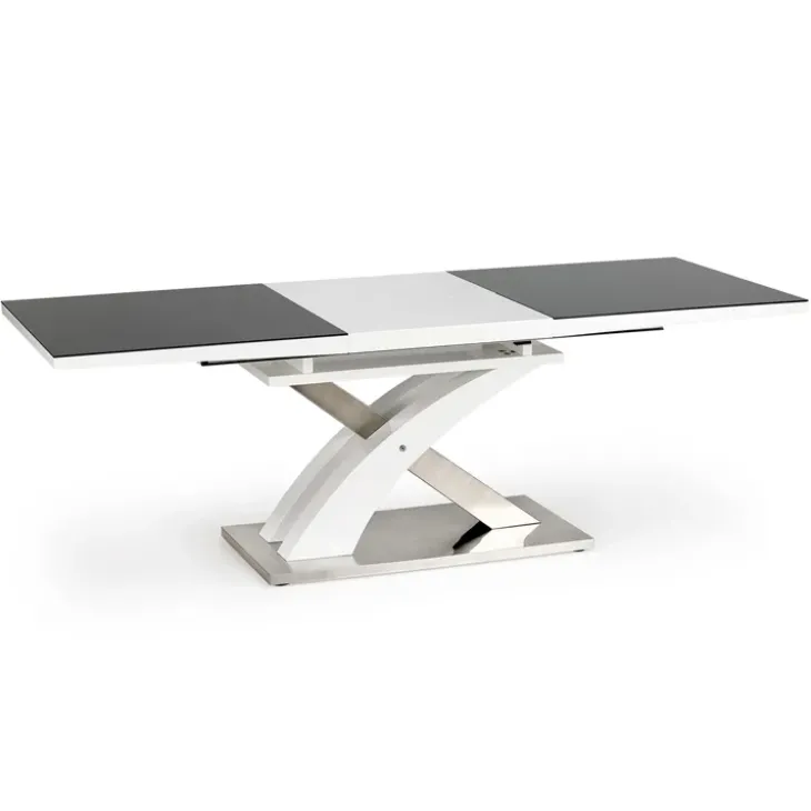 Tavolo 160/220cm in vetro allungabile nero bianco Iride Gihome®
