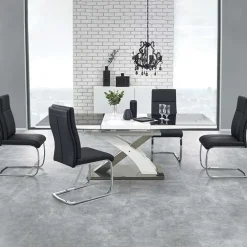 Tavolo 160/220cm in vetro allungabile nero bianco Iride Gihome®