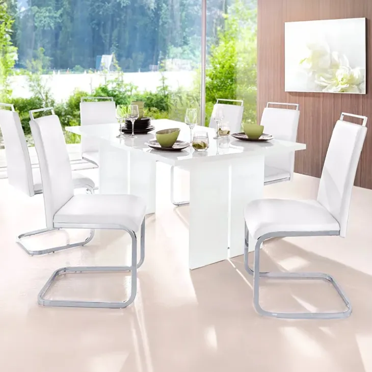 Tavolo 160cm moderno rettangolare bianco lucido Neve