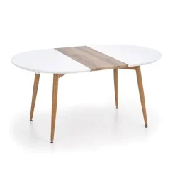 Tavolo 120/200cm ovale allungabile bianco rovere miele Papiro Gihome®
