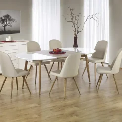 Tavolo 120/200cm ovale allungabile bianco rovere miele Papiro Gihome®