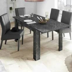 Tavolo 137/185cm rettangolare allungabile moderno effetto marmo nero Viking