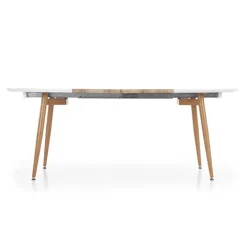 Tavolo 120/200cm rotondo ovale bianco rovere sanremo Papiro Gihome®