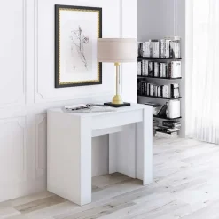Tavolo consolle allungabile 52/238cm moderno nobilitato bianco opaco Virginia