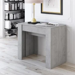 Tavolo consolle allungabile 52/238cm moderno nobilitato grigio cemento Virginia