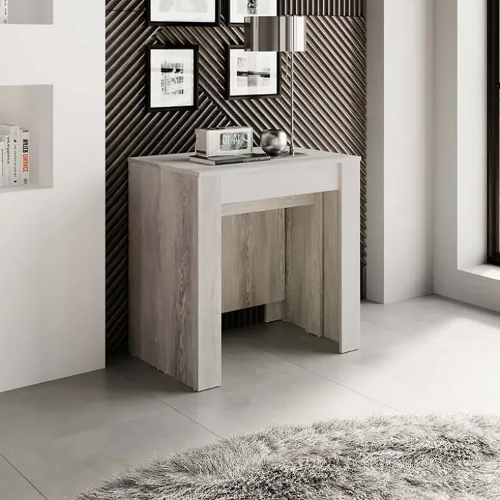 Tavolo consolle allungabile 54/252cm moderno bianco frassinato Violette