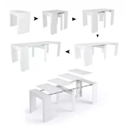 Tavolo consolle allungabile 52/238cm moderno nobilitato bianco frassinato Virginia