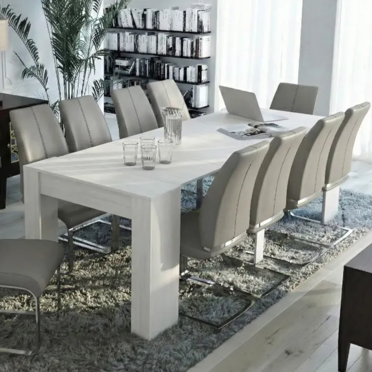 Tavolo consolle allungabile 52/238cm moderno nobilitato bianco frassinato Virginia
