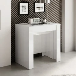 Tavolo consolle allungabile 54/252cm moderno bianco lucido Violette