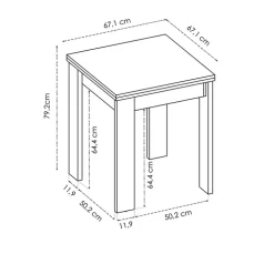 Tavolo da cucina allungabile 67-134x67cm in legno bianco Koke