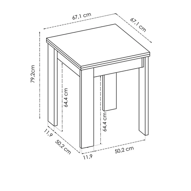 Tavolo da cucina allungabile 67-134x67cm in legno bianco Koke