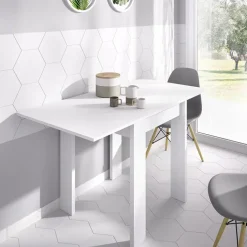 Tavolo da cucina allungabile 67-134x67cm in legno bianco Koke