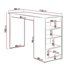 Tavolo da cucina 115x102cm moderno con ripiani bianco Mansel