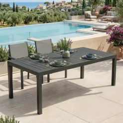 Tavolo da giardino allungabile 200/300x100cm in alluminio antracite Brezza