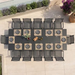 Tavolo da giardino allungabile 200/300x100cm in alluminio antracite Brezza