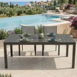 Tavolo da giardino allungabile 200/300x100cm in alluminio antracite Brezza