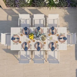 Tavolo da giardino allungabile 160/240x90cm in alluminio bianco Brezza