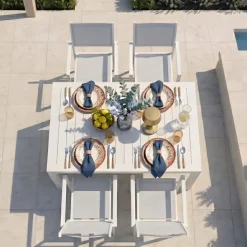 Tavolo da giardino allungabile 160/240x90cm in alluminio bianco Brezza