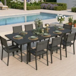 Tavolo da giardino allungabile 160/240x90cm in alluminio antracite Brezza