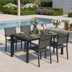 Tavolo da giardino allungabile 160/240x90cm in alluminio antracite Brezza