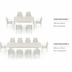 Tavolo da giardino allungabile 160/240x90cm in alluminio tortora Brezza