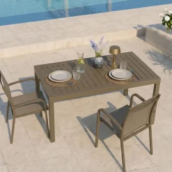 Tavolo da giardino allungabile 160/240x90cm in alluminio tortora Brezza