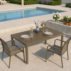 Tavolo da giardino allungabile 160/240x90cm in alluminio tortora Brezza