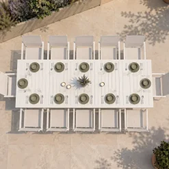 Tavolo da giardino allungabile 200/300x100cm in alluminio bianco Brezza