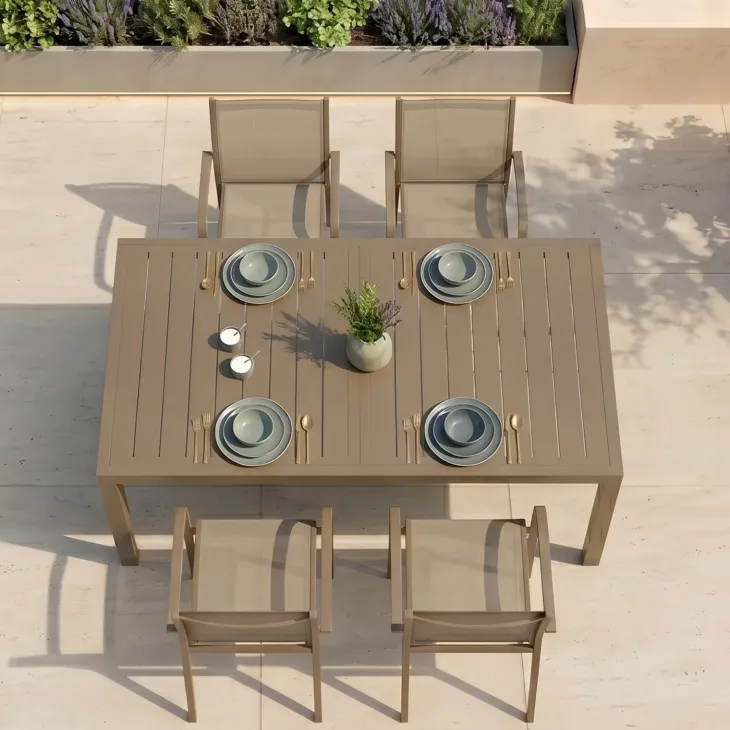 Tavolo da giardino allungabile 200/300x100cm in alluminio tortora Brezza
