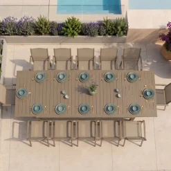 Tavolo da giardino allungabile 200/300x100cm in alluminio tortora Brezza