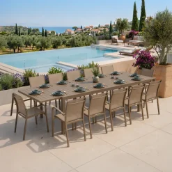 Tavolo da giardino allungabile 200/300x100cm in alluminio tortora Brezza