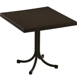 Tavolo da giardino esterno bar dehors quadrato 80x80cm polipropilene effetto rattan marrone Ivo