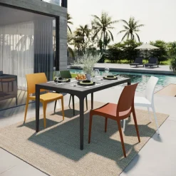 Tavolo da giardino esterno bar dehors 150x74 cm antracite Levanzo