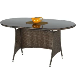Tavolo da giardino 150x90cm polipropilene marrone scuro nero Cubby