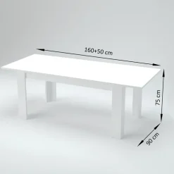 Tavolo da pranzo allungabile 160-210cm bianco frassinato Zenzero