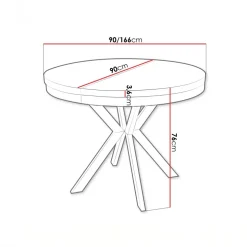 Tavolo da pranzo allungabile 90/166 cm rotondo rovere nero Vortex