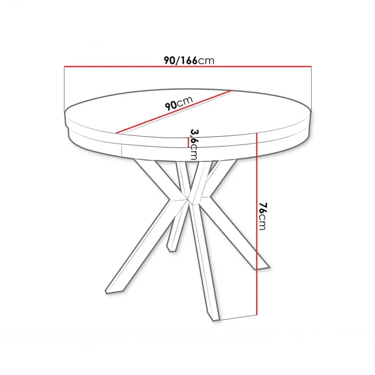 Tavolo da pranzo allungabile 90/166 cm rotondo nero Vortex