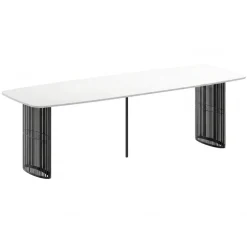 Tavolo da pranzo allungabile 160/236x90 cm industrial bianco metallo nero Hexa