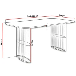 Tavolo da pranzo allungabile 160/236x90 cm industrial effetto marmo nero metallo nero Hexa