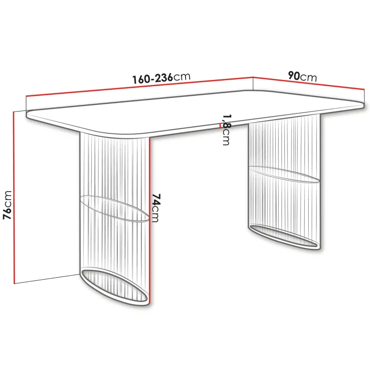 Tavolo da pranzo allungabile 160/236x90 cm industrial nero metallo nero Hexa