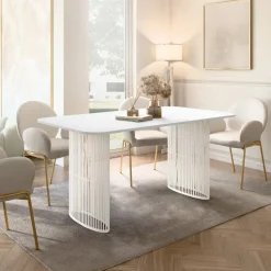Tavolo da pranzo allungabile 160/236x90 cm industrial bianco metallo cashmere Hexa
