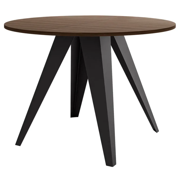 Tavolo da pranzo allungabile 100/138x100 cm rotondo industrial noce metallo nero Cortex