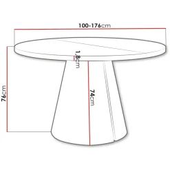 Tavolo da pranzo allungabile 100/176x100 cm rotondo industrial nero metallo nero Grint