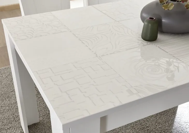 Tavolo da pranzo allungabile 180/228cm bianco laccato lucido Paradise