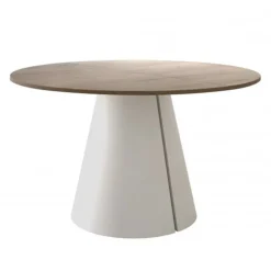 Tavolo da pranzo allungabile 100/176x100 cm rotondo industrial rovere scuro metallo cashmere Grint