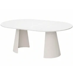 Tavolo da pranzo allungabile 100/176x100 cm rotondo industrial bianco metallo cashmere Grint