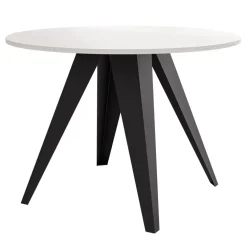 Tavolo da pranzo allungabile 100/138x100 cm rotondo industrial bianco metallo nero Cortex