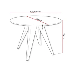 Tavolo da pranzo allungabile 100/138x100 cm rotondo industrial effetto marmo nero metallo nero Cortex