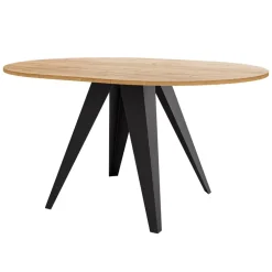 Tavolo da pranzo allungabile 100/138x100 cm rotondo industrial rovere metallo nero Cortex
