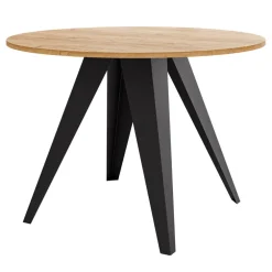 Tavolo da pranzo allungabile 100/138x100 cm rotondo industrial rovere metallo nero Cortex